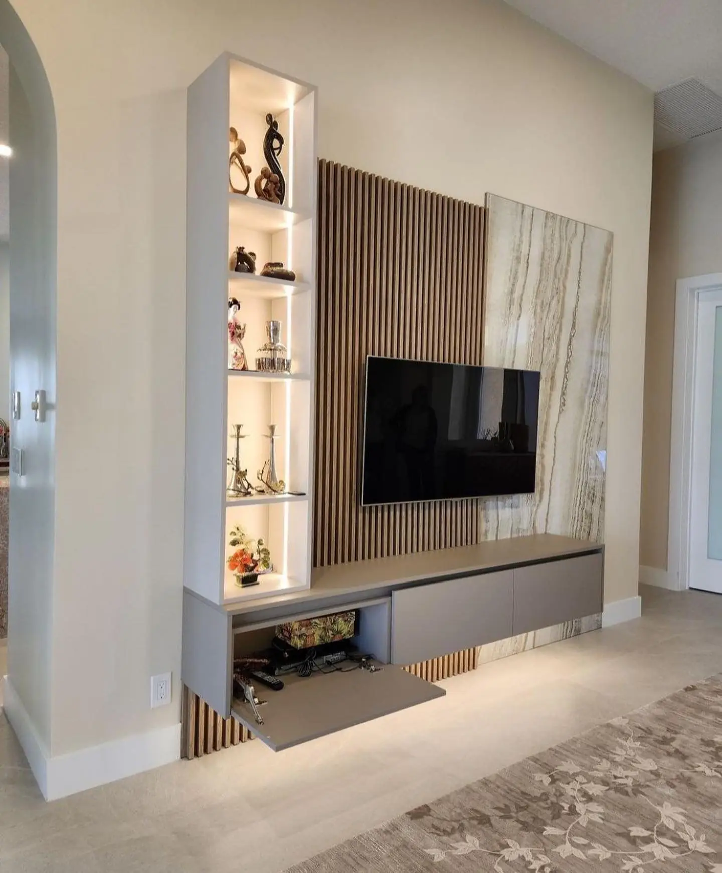 Luxury TV Unit with Marble Finish